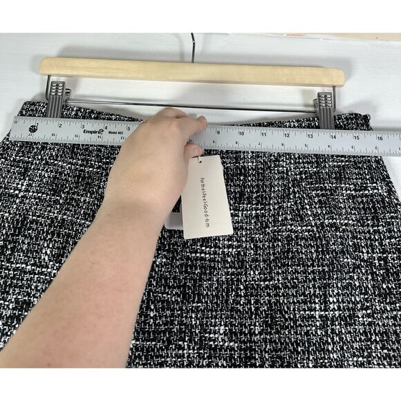 Commense Black & White Tweed Mini Skirt L NWT - Picture 2 of 8